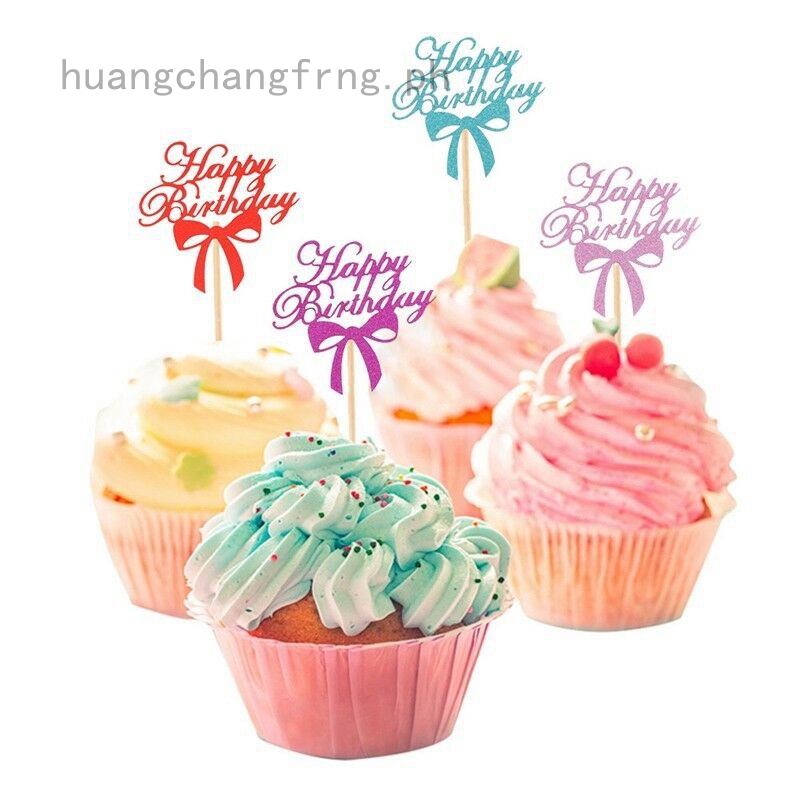 Huangchangfrng Happy Birthday Cake Toppers Glitter Calligraphy