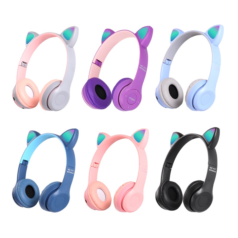 P47 Cat Ear Headset Stereo Bluetooth Headset Shopee Philippines
