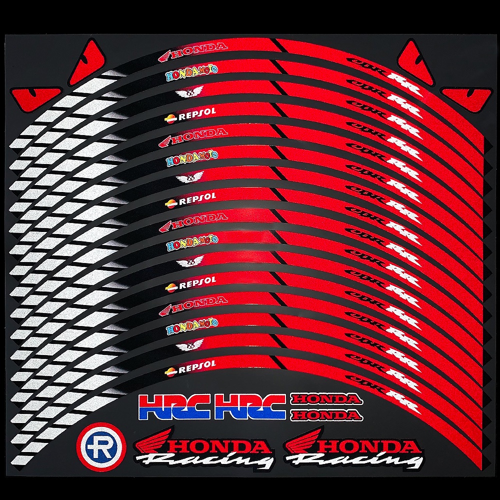 16PCS 17 inch Motorcycle Reflective Rim Wheel Decals Wheel hub Stickers