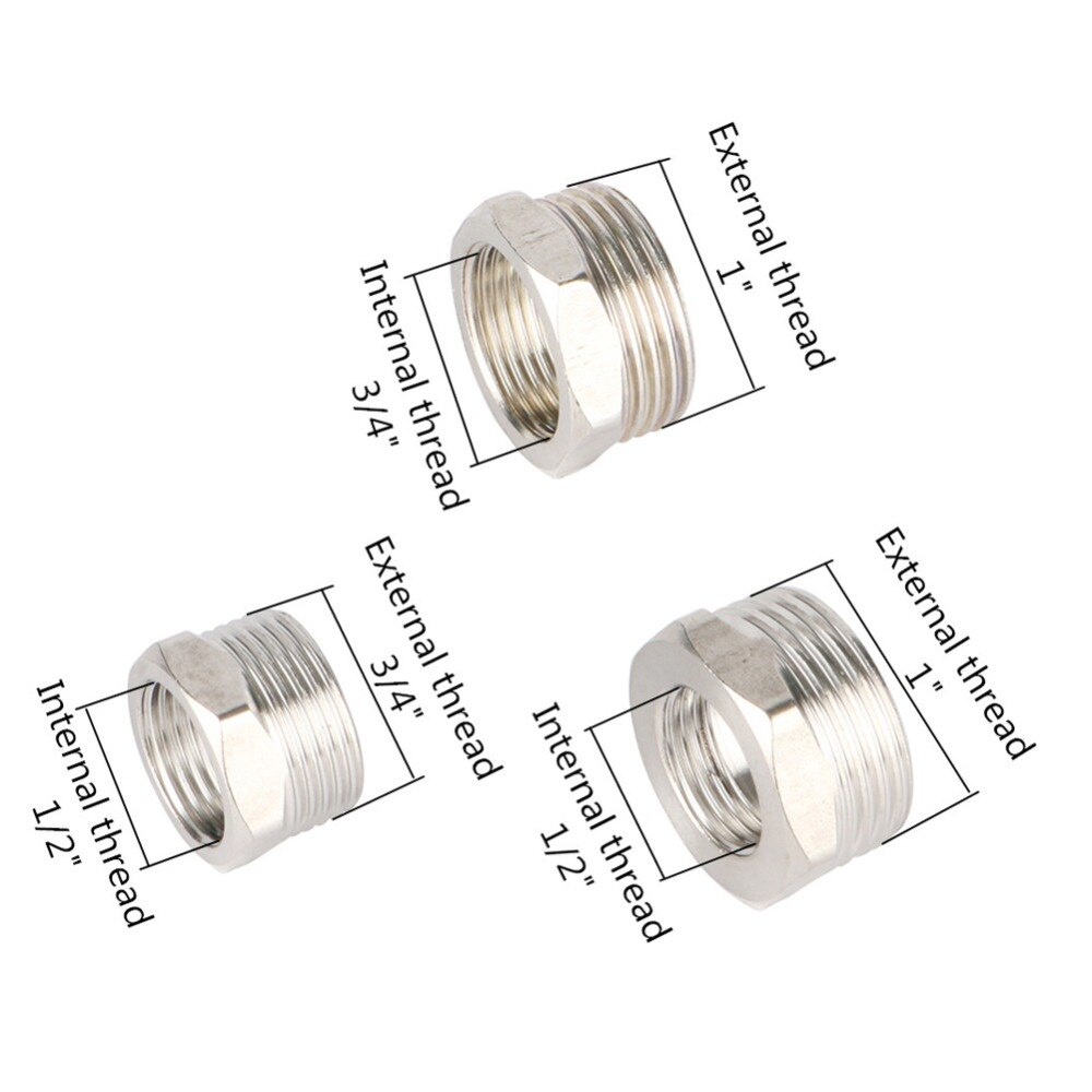 1pcs connectors Garden Irrigation Stainless Steel Threaded Adapter Water Reducer Connectors Water Tap Faucet Couplings 1/2” 3/4” 1” Thread