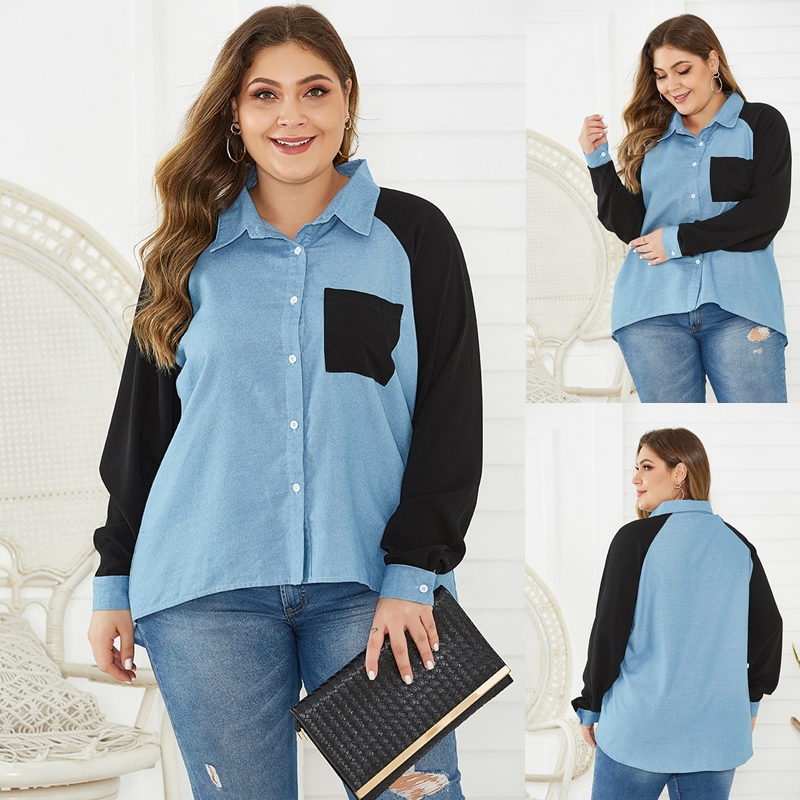 women's plus size denim big shirt