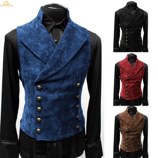 Men's medieval double-layer men's polyester button waistcoat