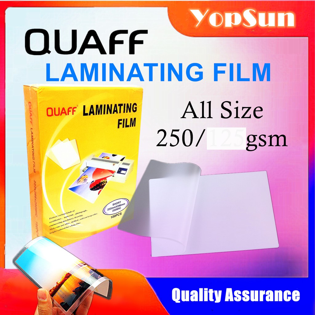 Laminating Film 4R 110×160 250 Micron 100Sheets Quaff Brand Shopee