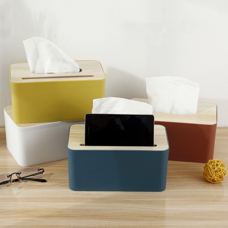 TRIPILe7 Nordic Wooden Cover e Box Facial Tissue Bathroom Tissue Table