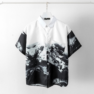 【M-3XL】Short Sleeve Shirt Men Loose Stylish Tie Dye Summer Casual Breathabl Personality Polo Shirt #5