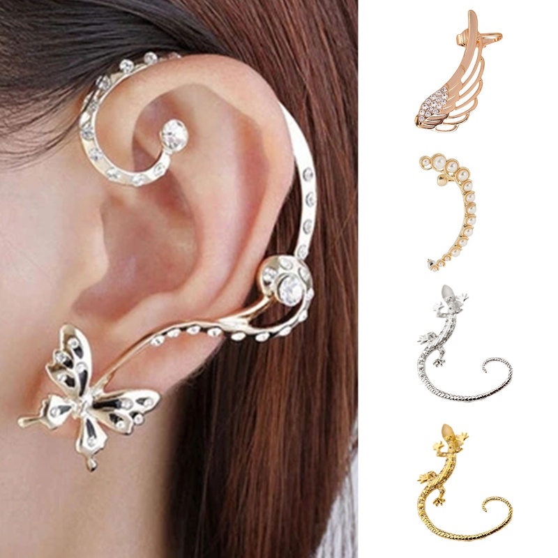 ✿ Non Piercing Ear Wrap For Rhinestone Angel Wings Shape Ear Cuff Earring  Elf Ear Clip | Shopee Philippines