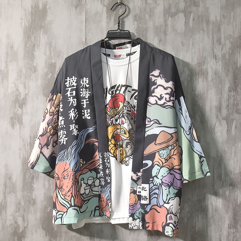 japanese shirt Unisex Kimono Anime Shirt For Men Japanese Samurai ...