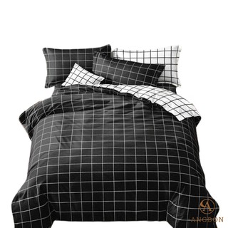 Angbon 3 In 1 Queen Size Black & White Elegant Design Bedsheet Set 60”*75”*7.8” #1