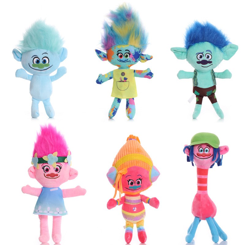 Dreamworks Trolls Plush Toy Poppy Haper Branch DJ Suki Creek Guy ...