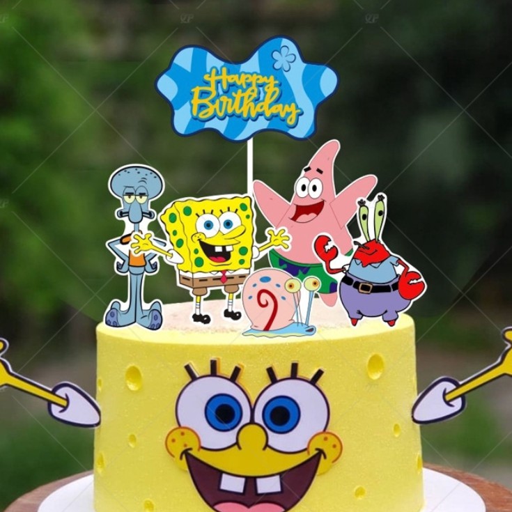 SpongeBob SquarePants Sponge Bob Square Pants Serving up Smiles Edible Cake Topper Image ABPID04906-1/8 sheet 