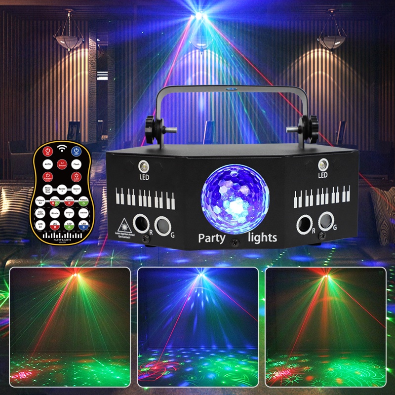 Multi Effect RGBW Laser Lights Sound Activated Strobe Lamps DJ Disco