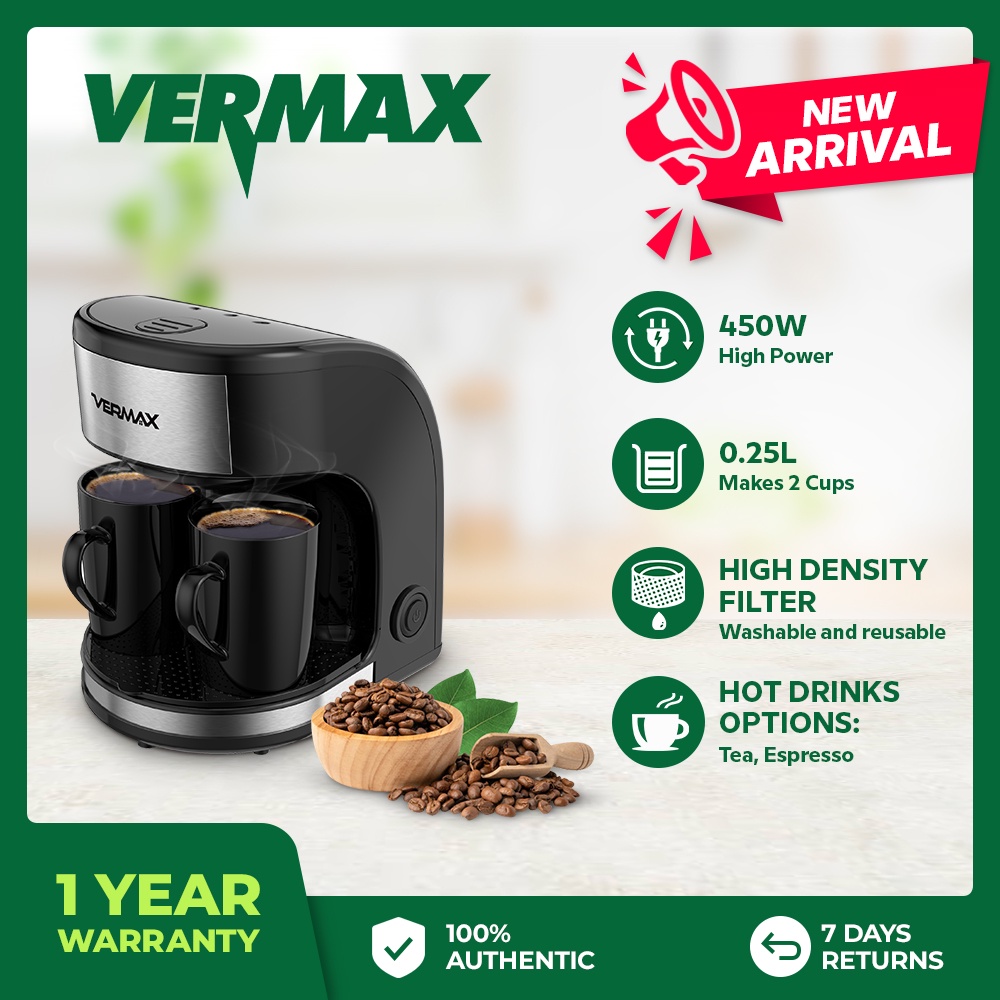 Vermax Coffee Maker 2 cup drip coffee maker Coffee machine Espresso