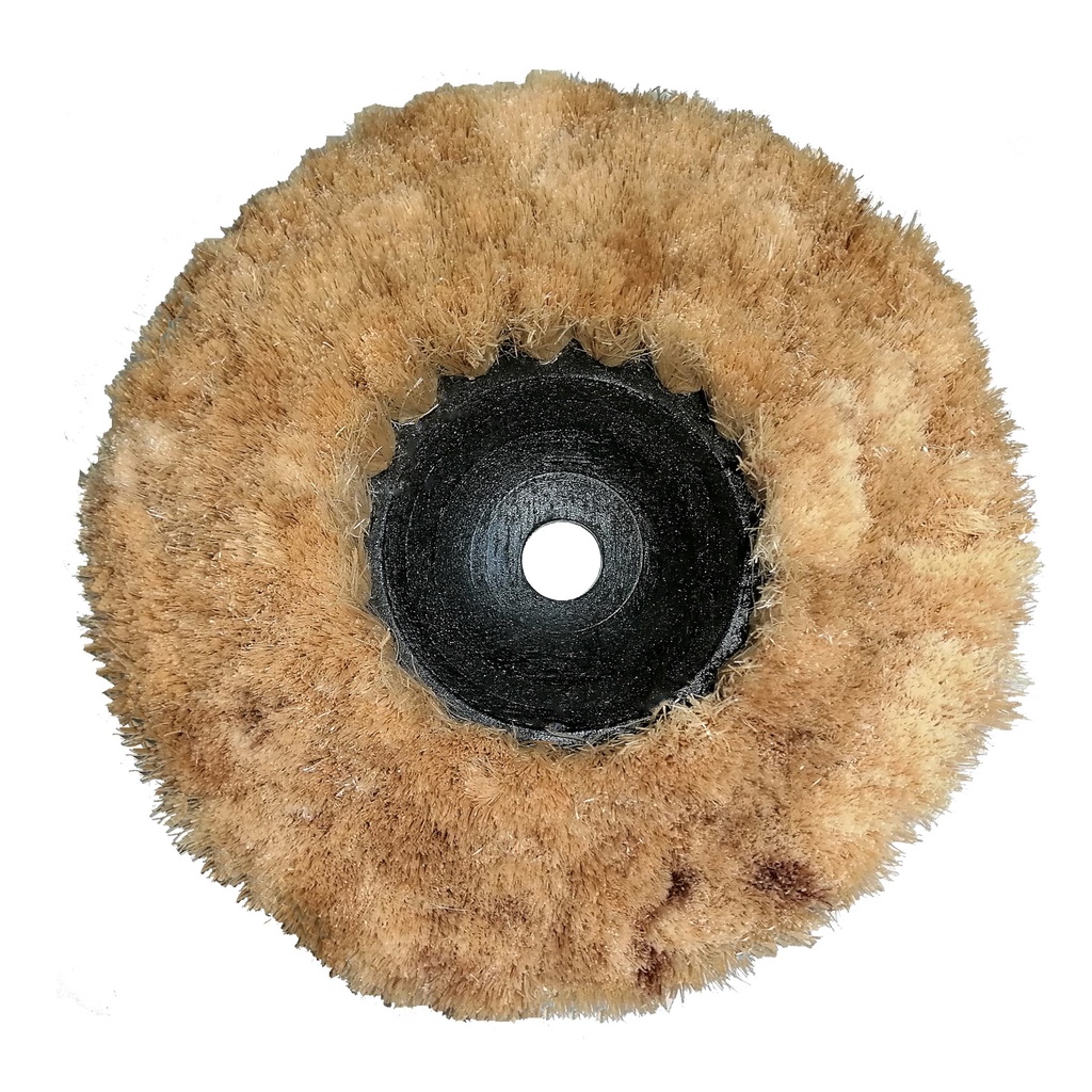 Grinder Brush-Abaca, Actual Plywood Base Diameters: 6” OD x 5/8” ID, Thick Abaca Fibers