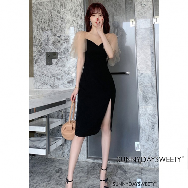 Hong Kong New Sweet sexy Vneck onepiece dress temperament little