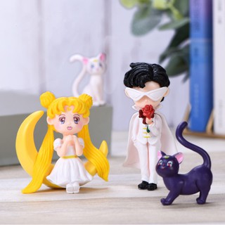 Sailor Moon And Tuxedo Moon Sailor And Tuxedo Mask With 2 Luna / Artemis Cats Cake Decoration, DIY #3