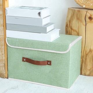 3 Pack Storage Boxes with Lids,Collapsible Linen Fabric Storage Basket Bins for Towels,Books,Toys,Clothes,Green #6