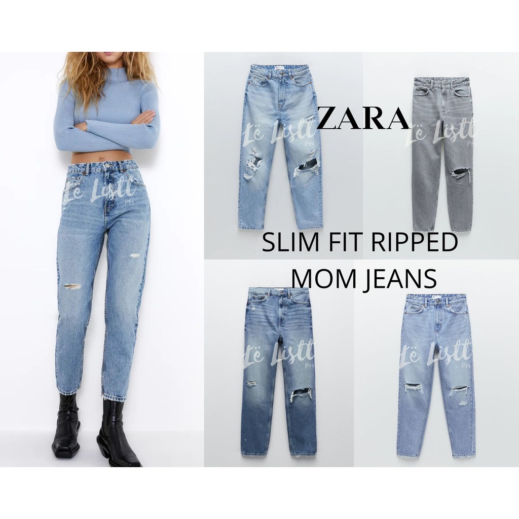 slim fit mom jeans ripped