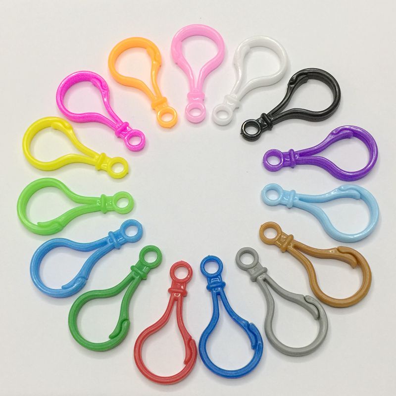 20pcs Pack Colorful Plastic Acrylic Clasps Omnipotent Buckle Key Ring 