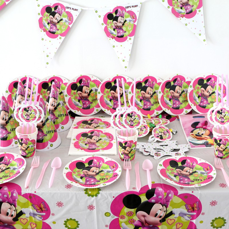 Minnie Mouse Birthday Decorations Kids Supplies Party Tableware