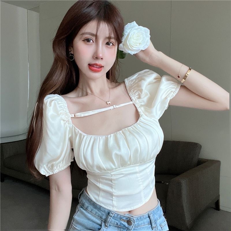 Puffy Sleeve Shirt With A Very Cute Doll In Cream Color. Phrong Sent ...