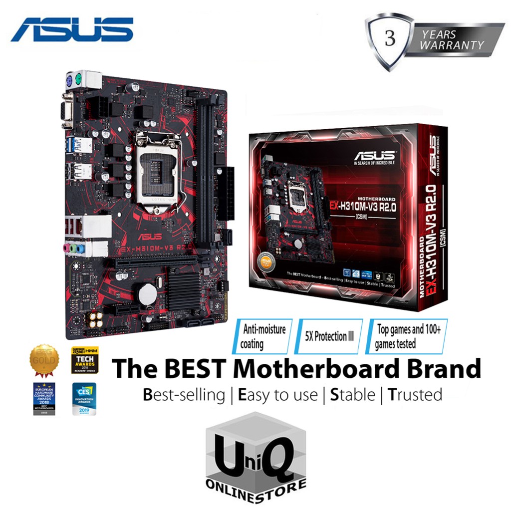 Asus Gaming Motherboard EXH310MV3 R2.0, 8pin Power Connector, Intel