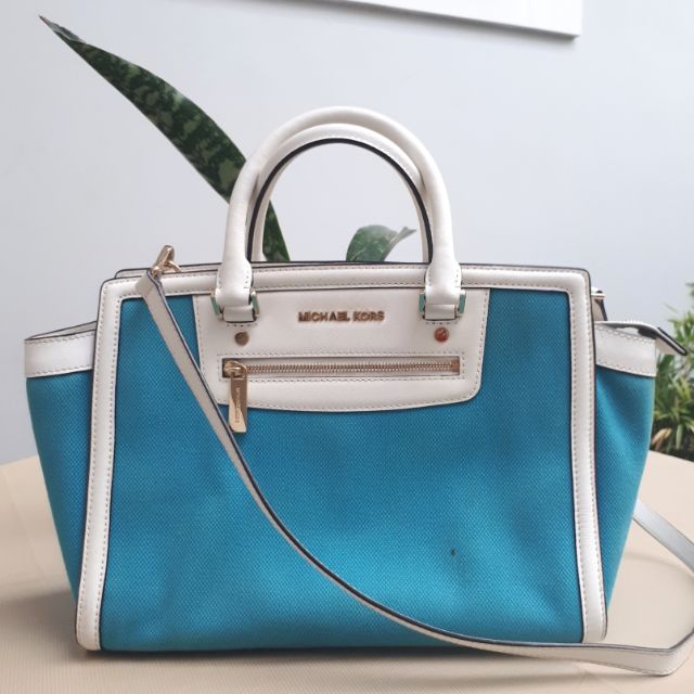 mk light blue bag