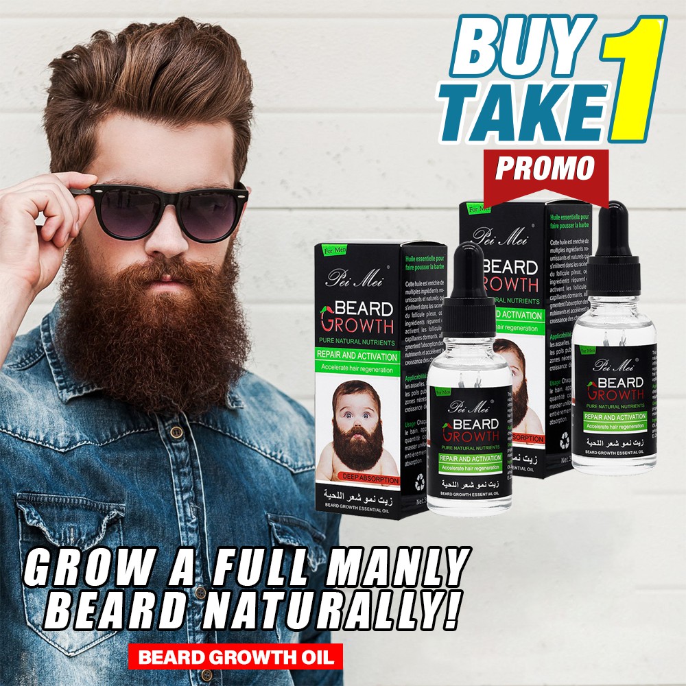 Buy 1 Take 1 Premium Organic Beard & Mustache Growth Oil (Soften