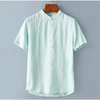 HUILISHI Premium Chinese Collar Casual Polo for Men Plain Cotton Short ...