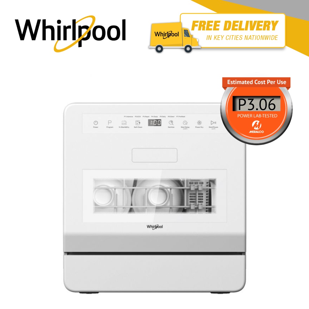 Whirlpool 40 cm Countertop Dishwasher WCTD104PH (White) Shopee