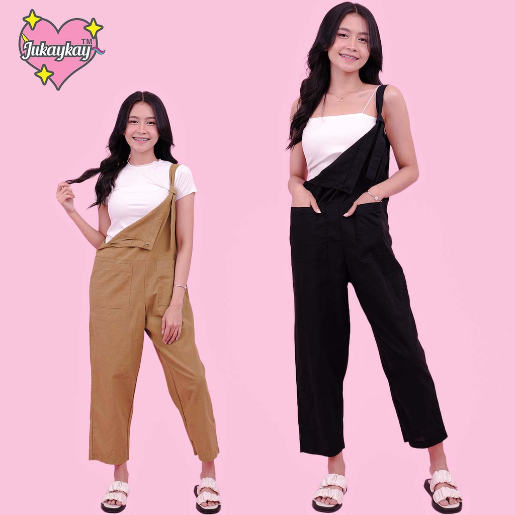 JKK KOREAN FASHION SELF TIE COTTON LINEN JUMPSUIT / JUMPER PANTS FOR