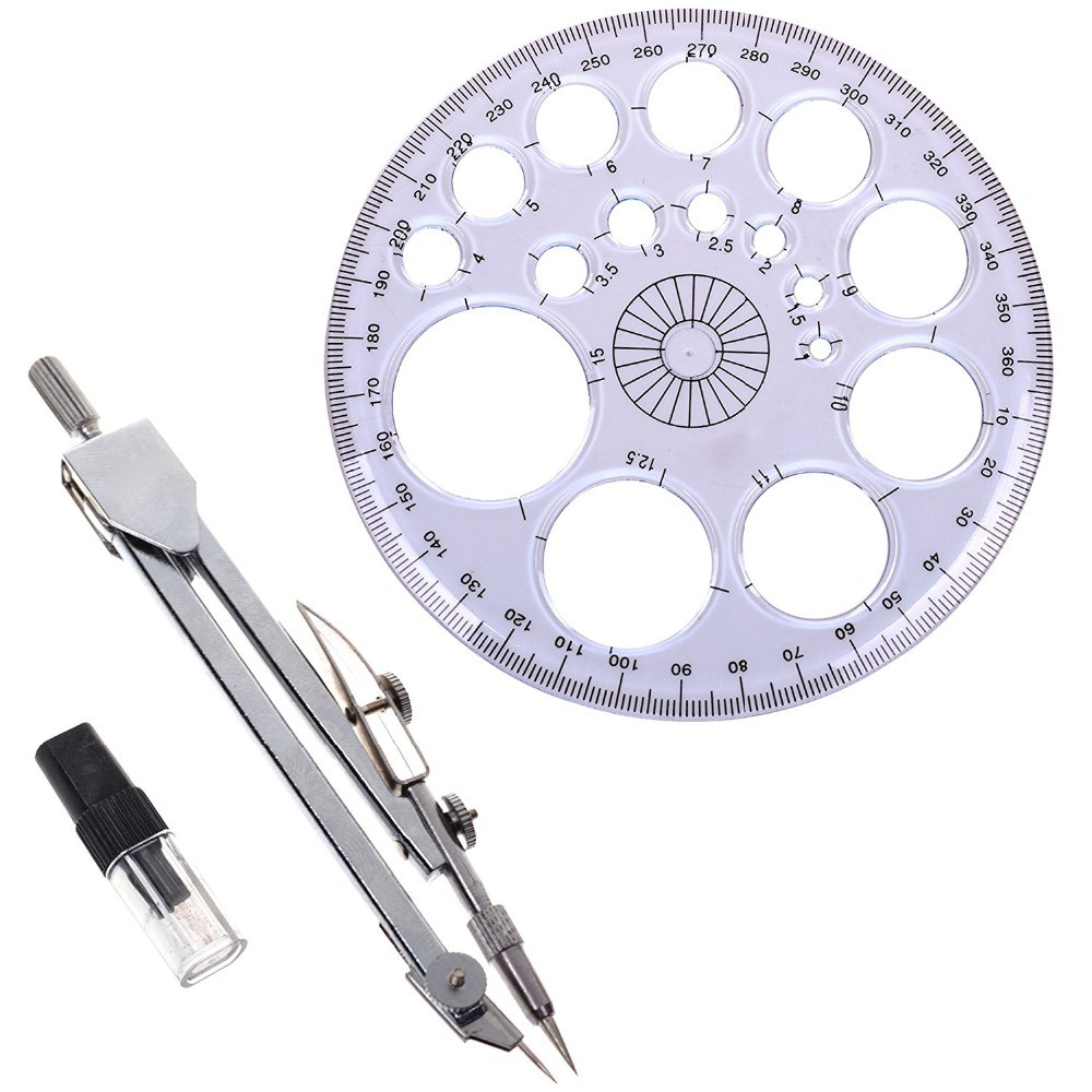 360 Degree Protractor Circle Master Template +Student Drafting Compass