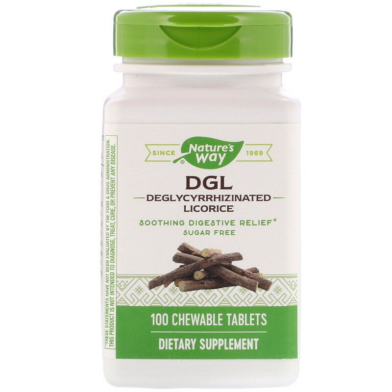 Natures Way DGL Deglycyrrhizinated Licorice 100 Chewable Tablets