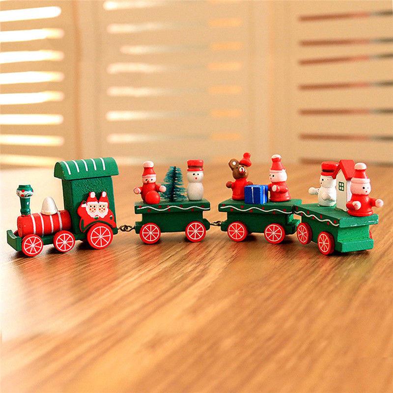 Painted Wooden Train Christmas Decoration for Home Xmas Decor New Year ...