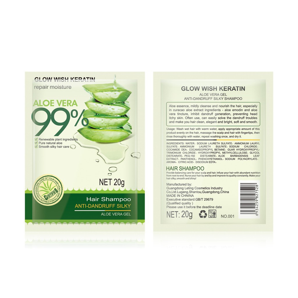 Glow Wish Keratin 99% Aloe Vera Hair Shampoo/Conditioner Sachet 20g |  Shopee Philippines