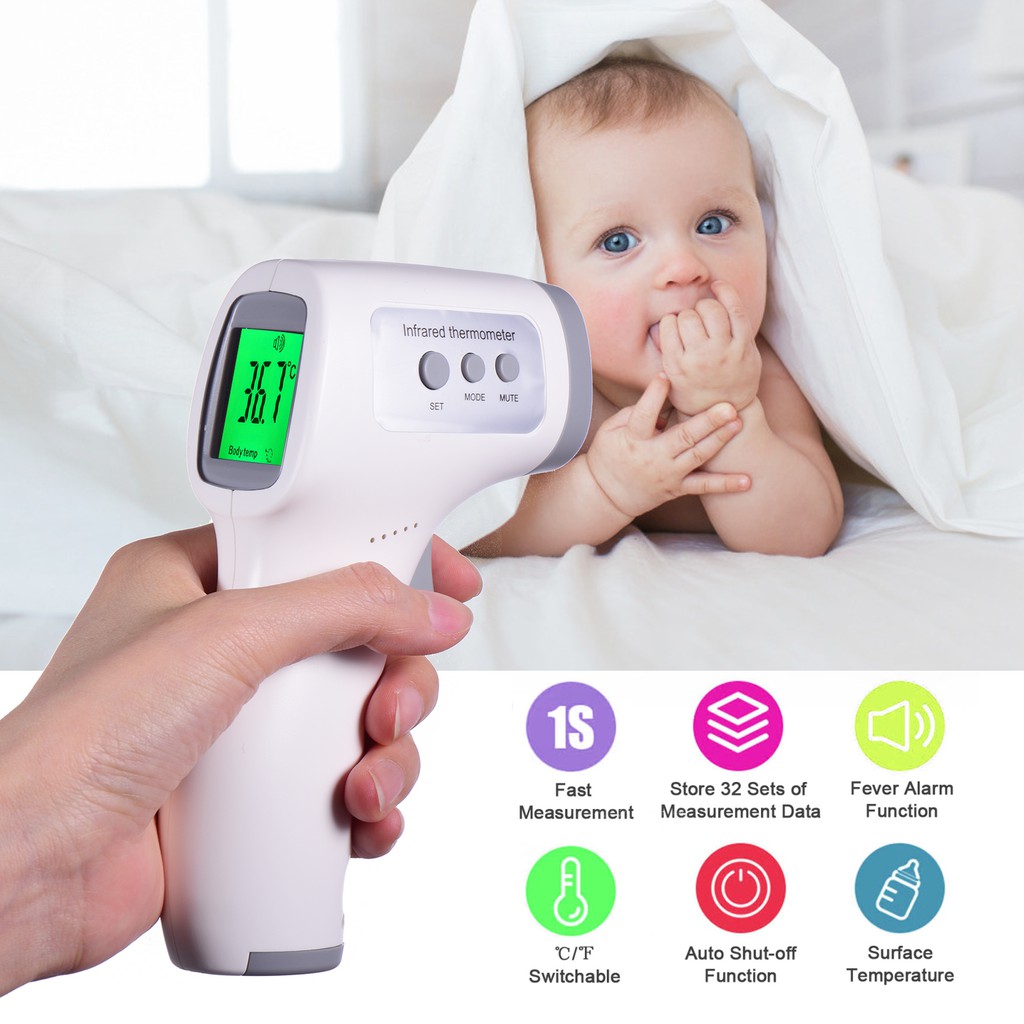 32 ℃-42 ℃ Bledyi Non-Contact Infrared Electronic Thermometer Digital Thermometer LCD Display Handheld for Kids Baby Adults 