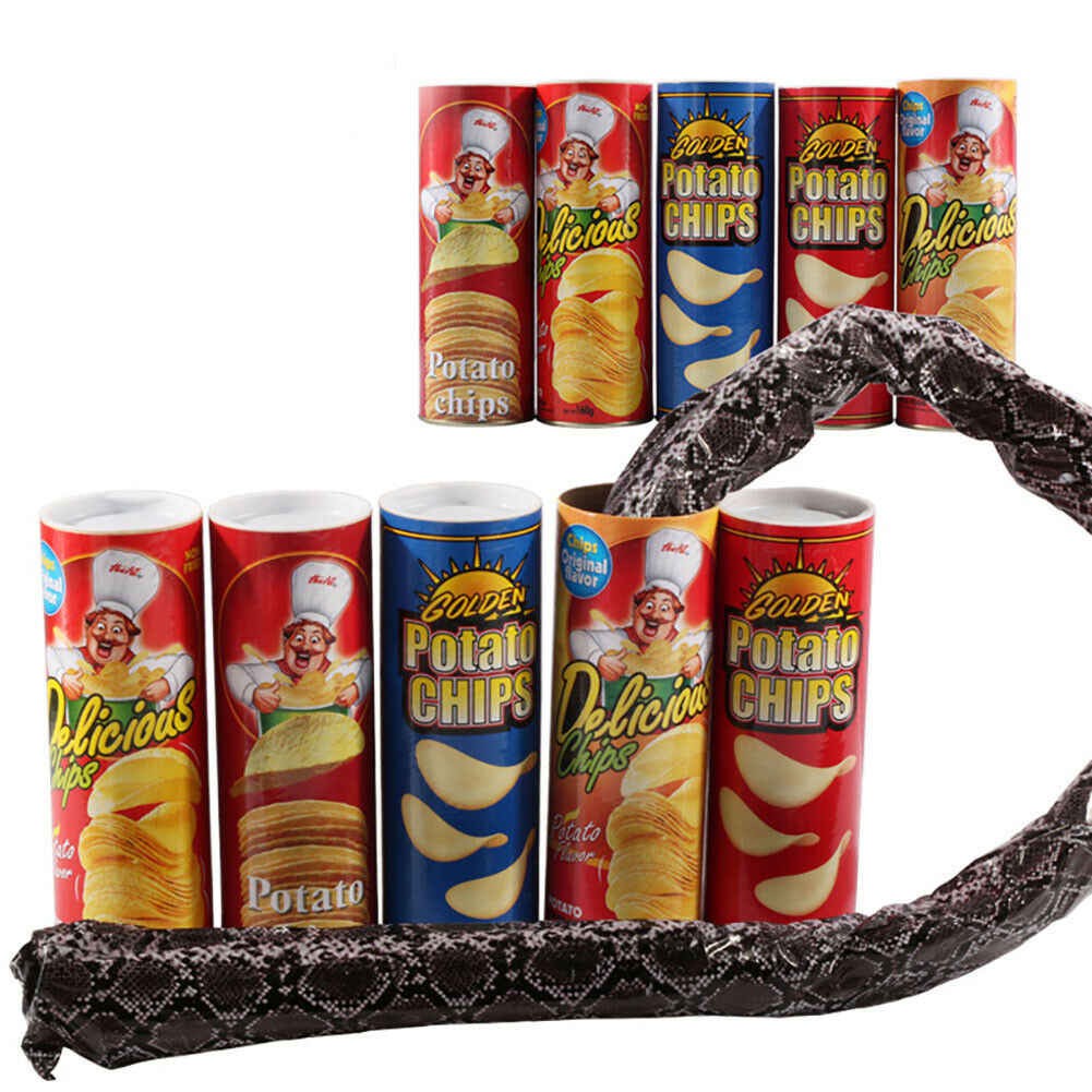 Trick Potato Chip Can Novelty Joke Prank Jump Snake  Funny Tricky Toy  J✅UK 