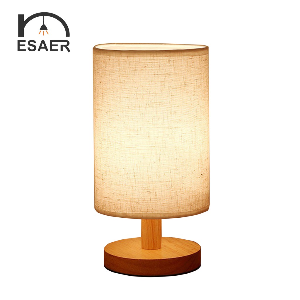 ESAER Fabric Art Can Wood Table Lamp Nightlight Lamp Desk Lamp Shade