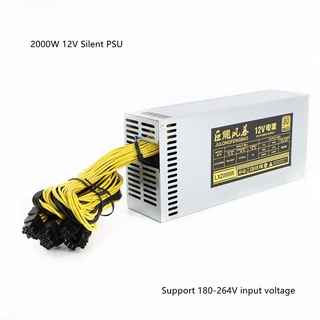 180~264V 2000W Power Supply 12V With 10pcs 6Pin Power Cable Stock