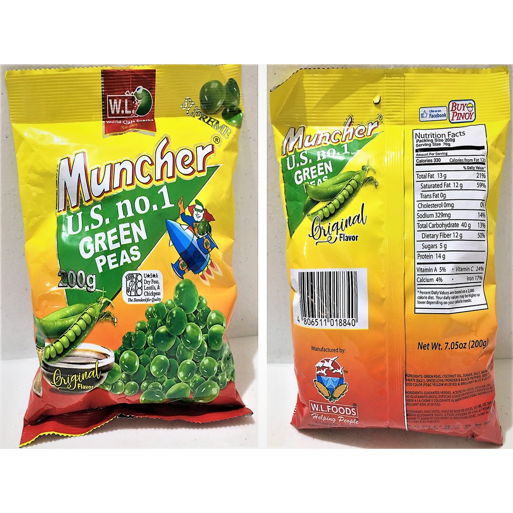 W.L. FOODS Muncher green peas 200 grams Shopee Philippines