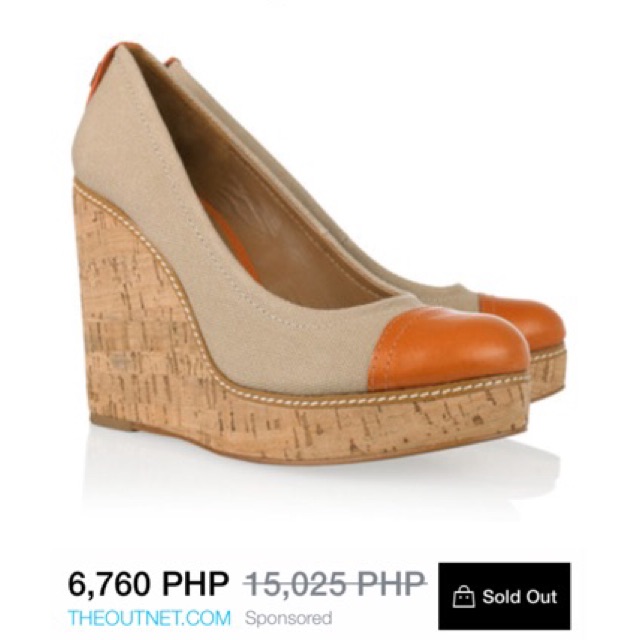 Authentic Tory Burch Gabe Leather-Trimmed Canvas Wedge Shoes | Shopee  Philippines
