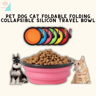 Pet Dog Cat Foldable Folding Collapsible Silicon Silicone Travel Bowl