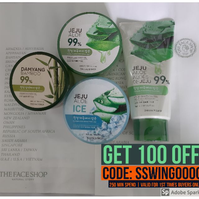 THE FACE SHOP JEJU ALOE VERA GEL ICE BAMBOO AUTHENTIC Shopee Philippines