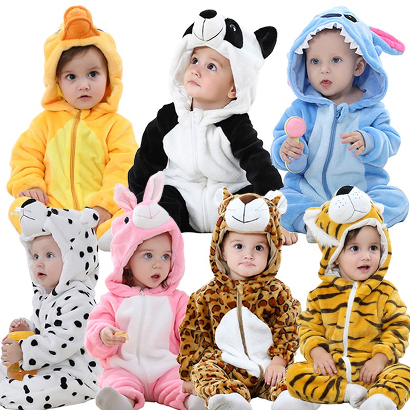 0-2 years old Baby Anime Jumpsuit Winter Heated Onesie Pajamas Fox Duck ...