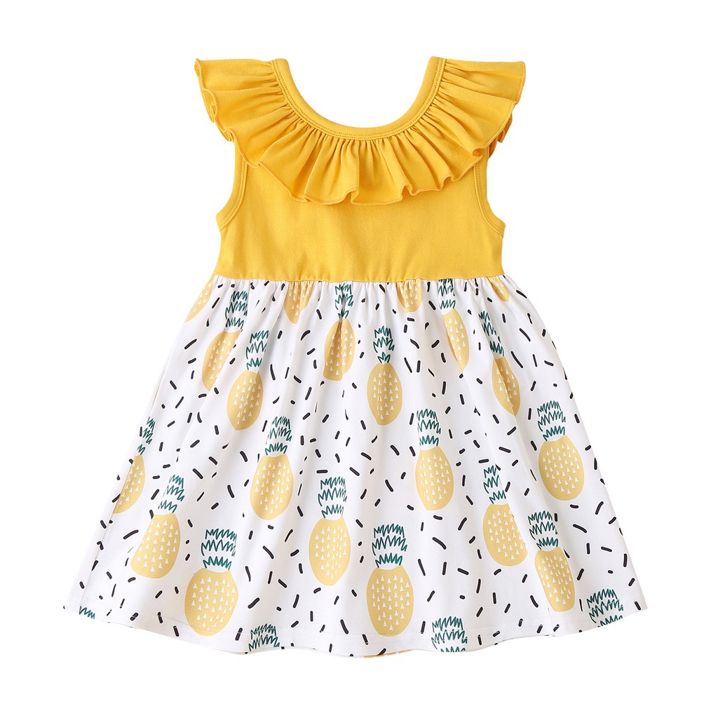 Girls Dresses 21 Summer Children Clothing Sleeveles Cartoon Pineapple Princess Dress Cotton Newborn Party Costume Shopee Philippines