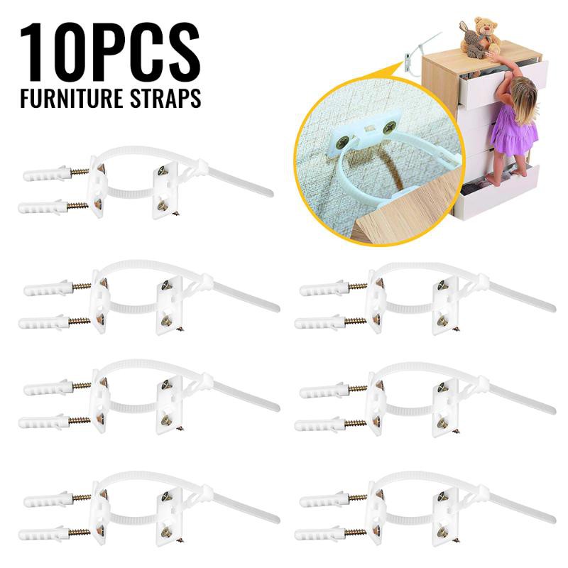 10pcs Earthquake Straps Adjustable Baby Furniture Straps Baby Proofing Anti Tip Furniture Anchors Kit Cabinet Wall Anchors Protect Toddler Pet From Falling Furniture Shopee Philippines