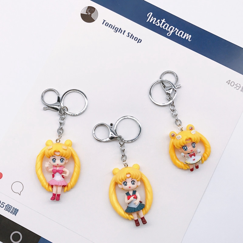 Cartoon Sailor Moon Stereo Mobile Shell Doll Cream Keychain