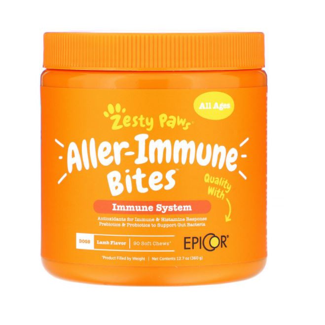 Zesty Paws, AllerImmune Bites for Dogs, Immune System, All Ages, Lamb