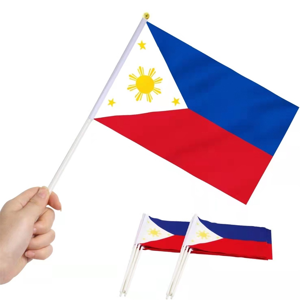 14 21cm 10PCS Small Philippine Flag With Stick Philippine Hand Waving 