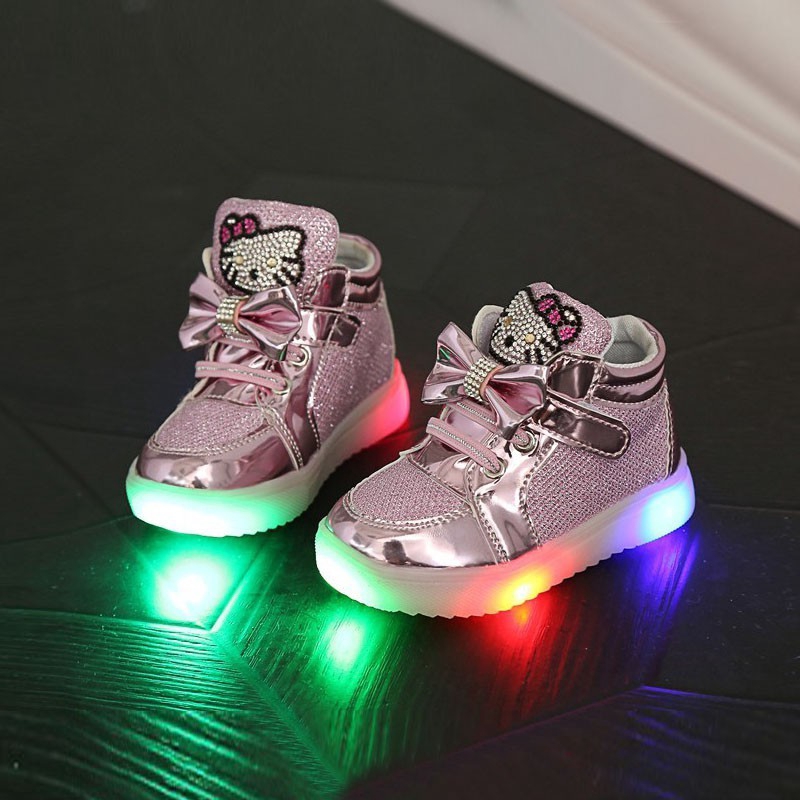 Hello Kitty Led Sneakers Light Lace Up Kids Shoes Luminous | Shopee ...