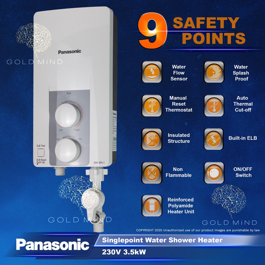Panasonic Shower Water Heater Single Point DH3JL2P / DH3PL1 Yellow Elephant Everyday Low